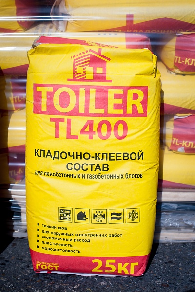 Кладочно-клеевой состав TOILER TL400 для пенобетонных и газобетонных блоков